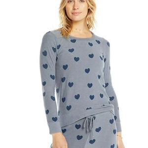 Chaser Womens Sweatshirt Size XS Crewneck Pullover Blue Hearts
